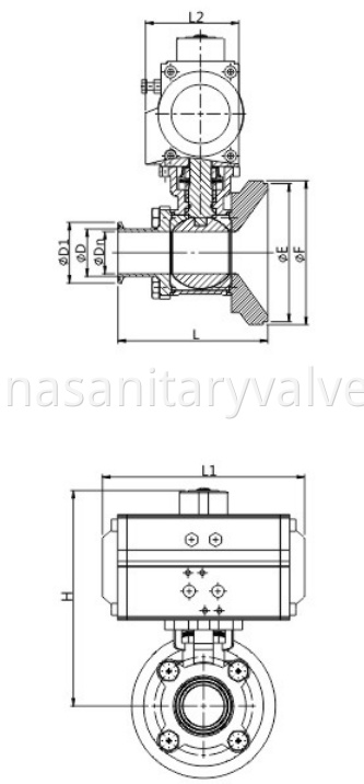 DIN 3PC pneumatic TB ball valve clamped